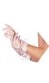 Wrist Length Lace Gloves White