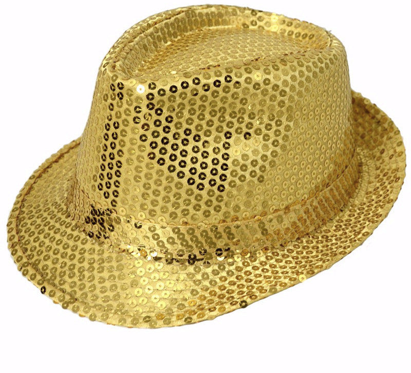 Sequin Fedora Gold