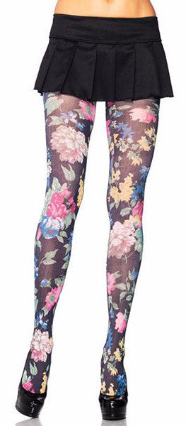Garden Bloom Print Pantyhose