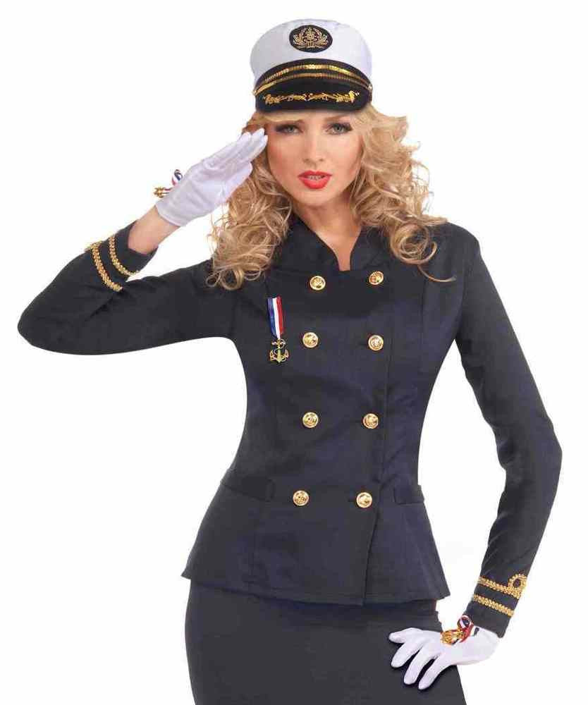 Lady in the Navy Officer Jacket