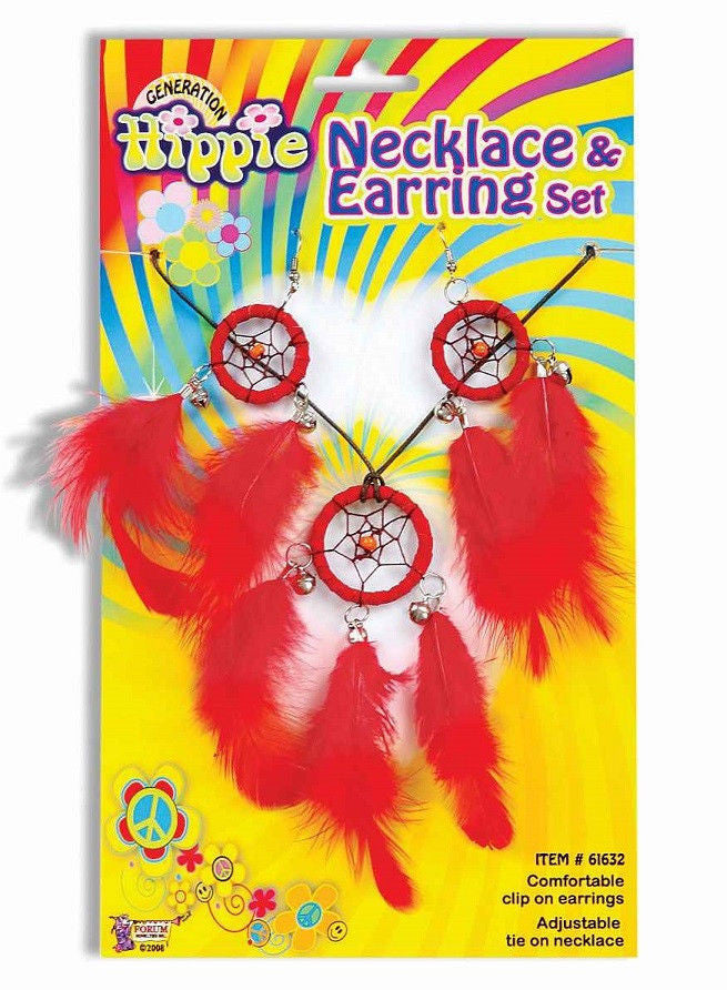 Feather Necklace and Earrings Set