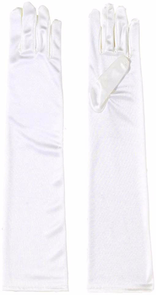 Long Beige Satin Gloves