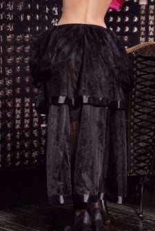 Chiffon Rouched Skirt with Satin Trimmed Tierred Back